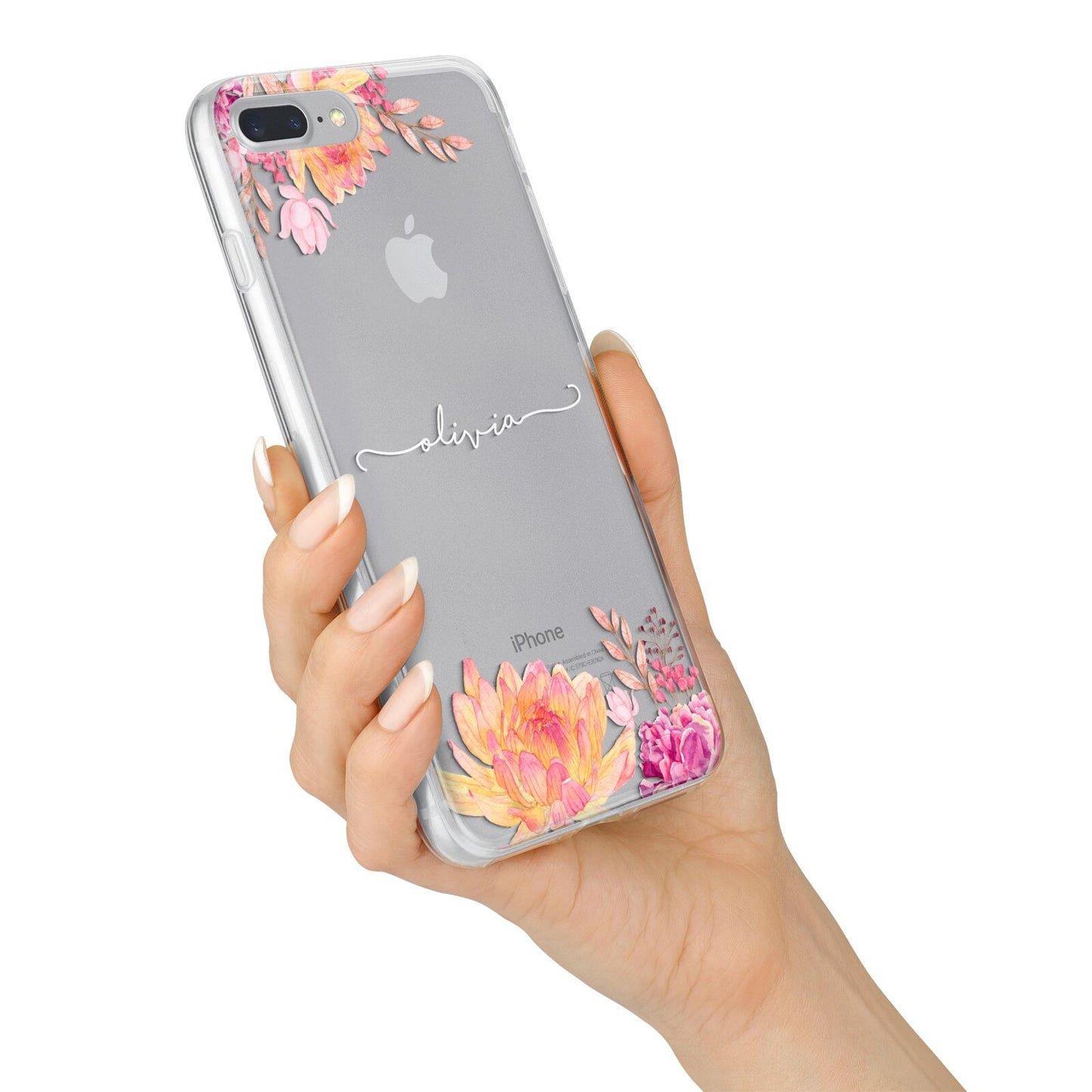 Personalised Dahlia Flowers iPhone 7 Plus Bumper Case on Silver iPhone Alternative Image