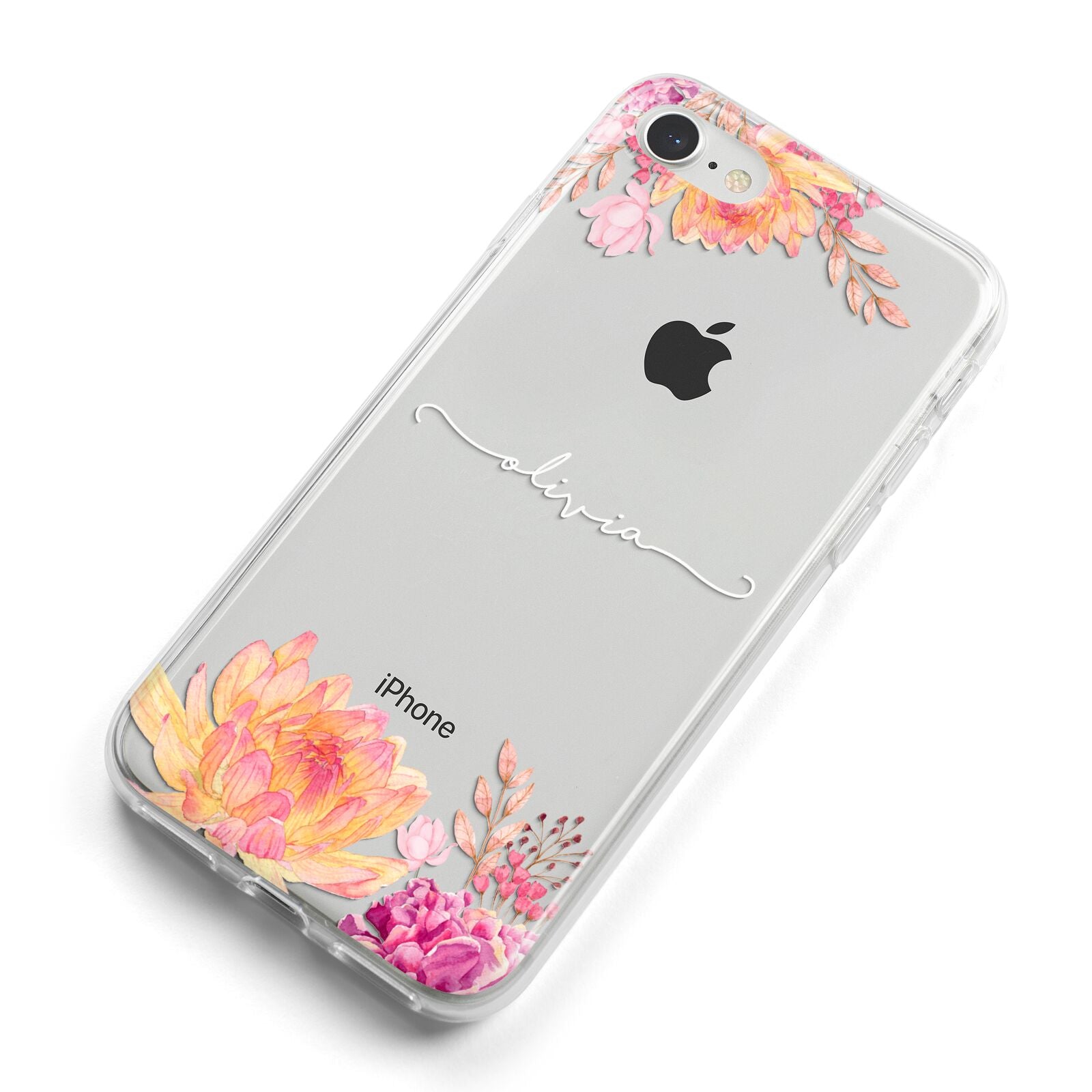 Personalised Dahlia Flowers iPhone 8 Bumper Case on Silver iPhone Alternative Image