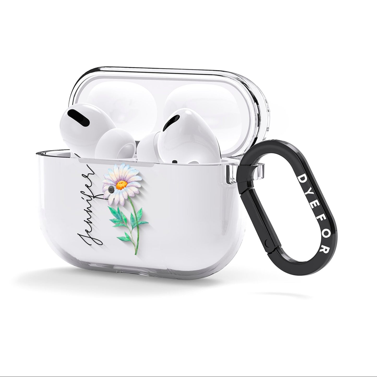 Personalised Daisies AirPods Clear Case 3rd Gen Side Image