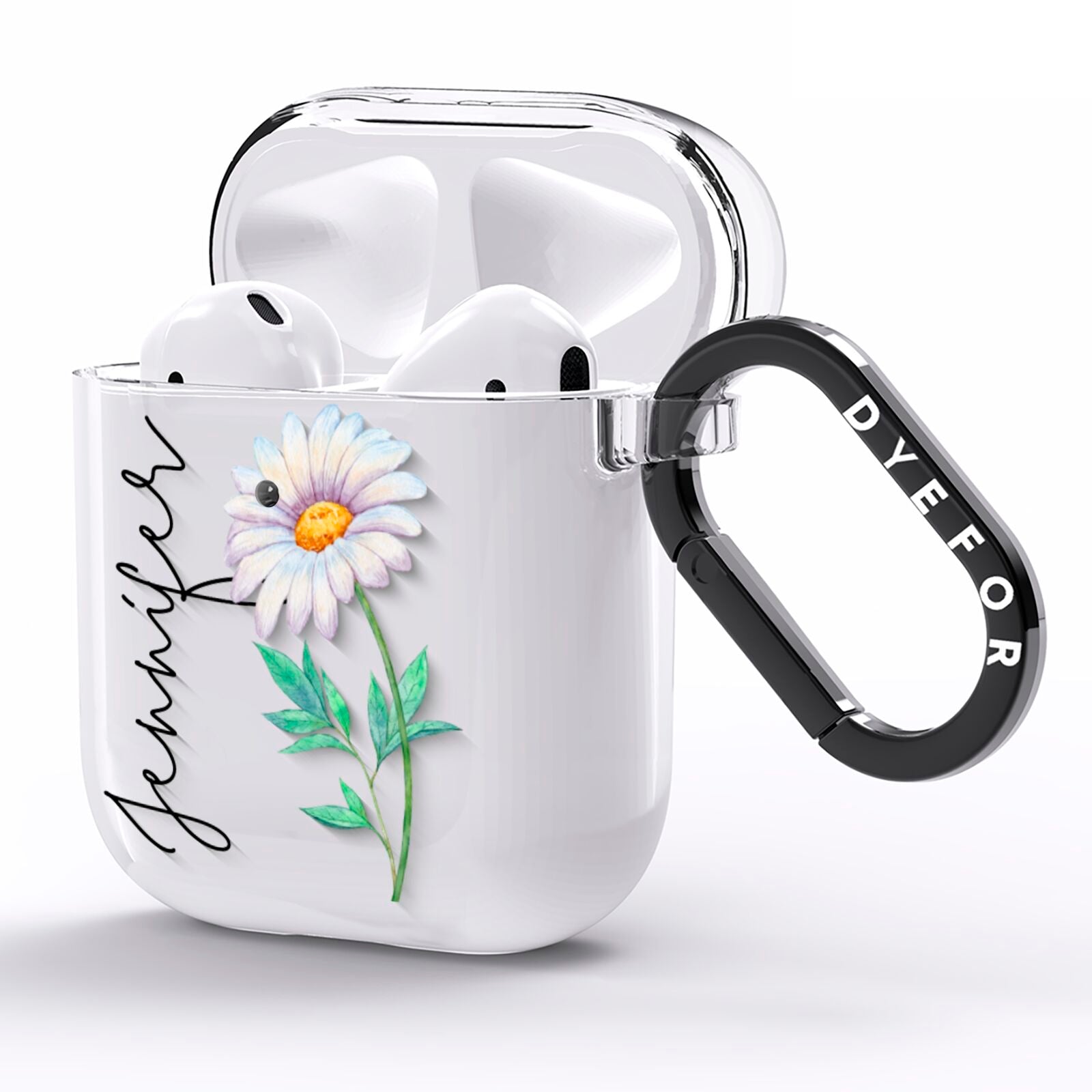 Personalised Daisies AirPods Clear Case Side Image