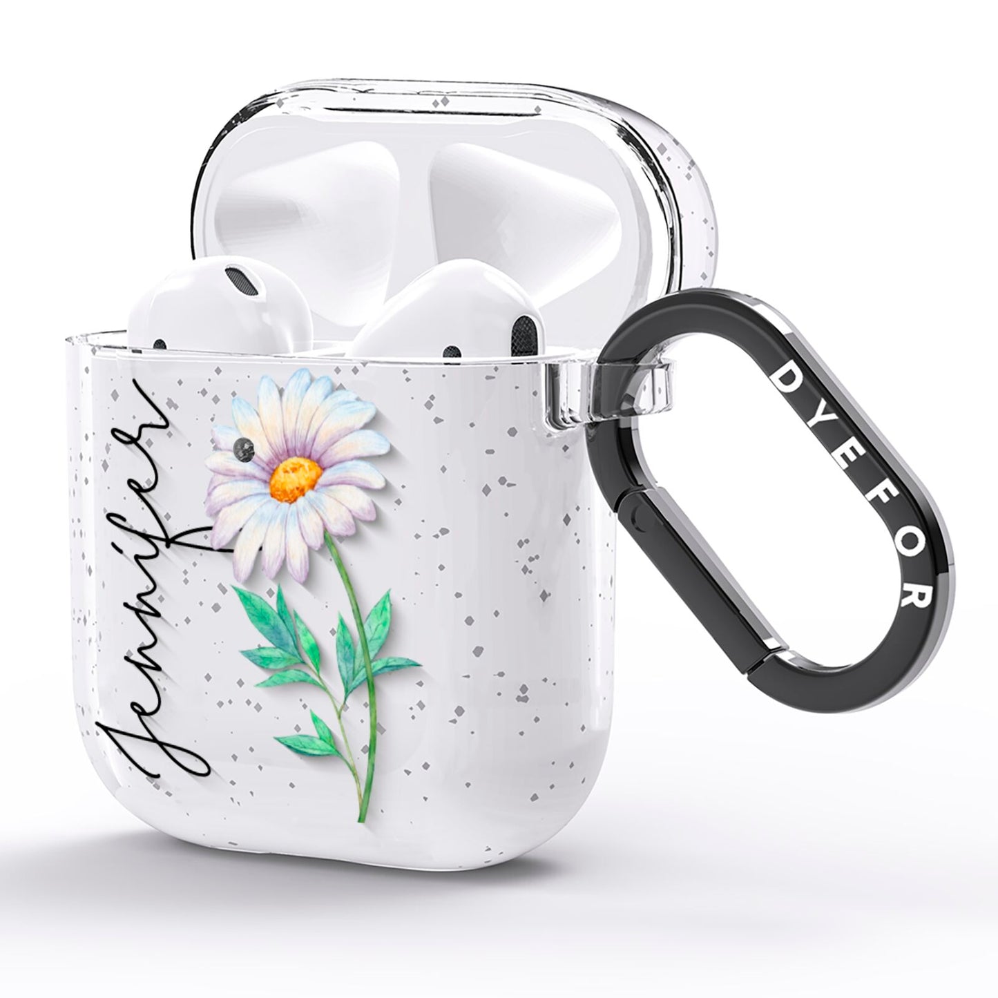 Personalised Daisies AirPods Glitter Case Side Image