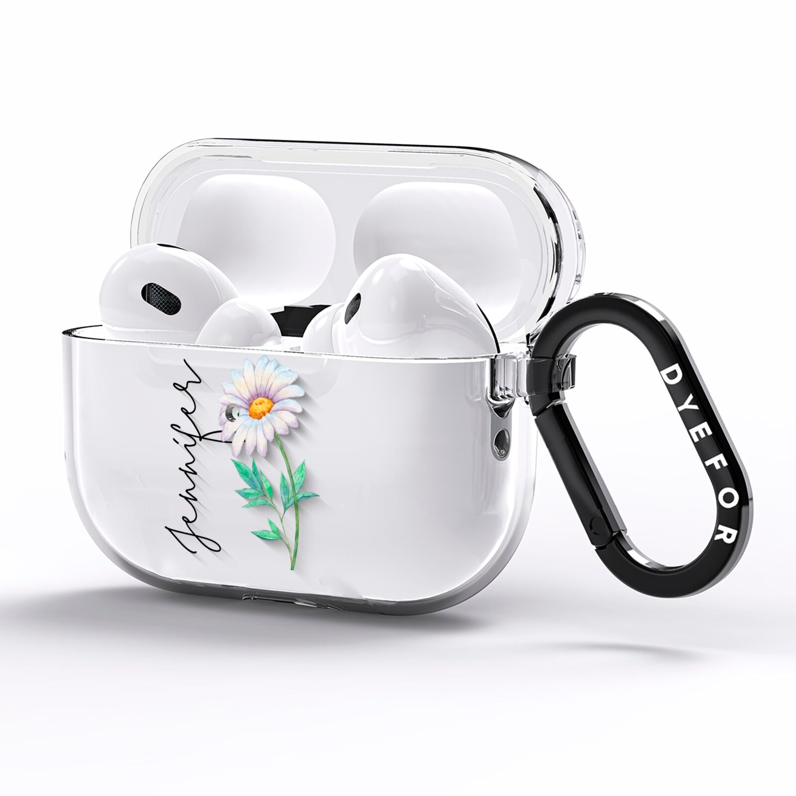 Personalised Daisies AirPods Pro Clear Case Side Image