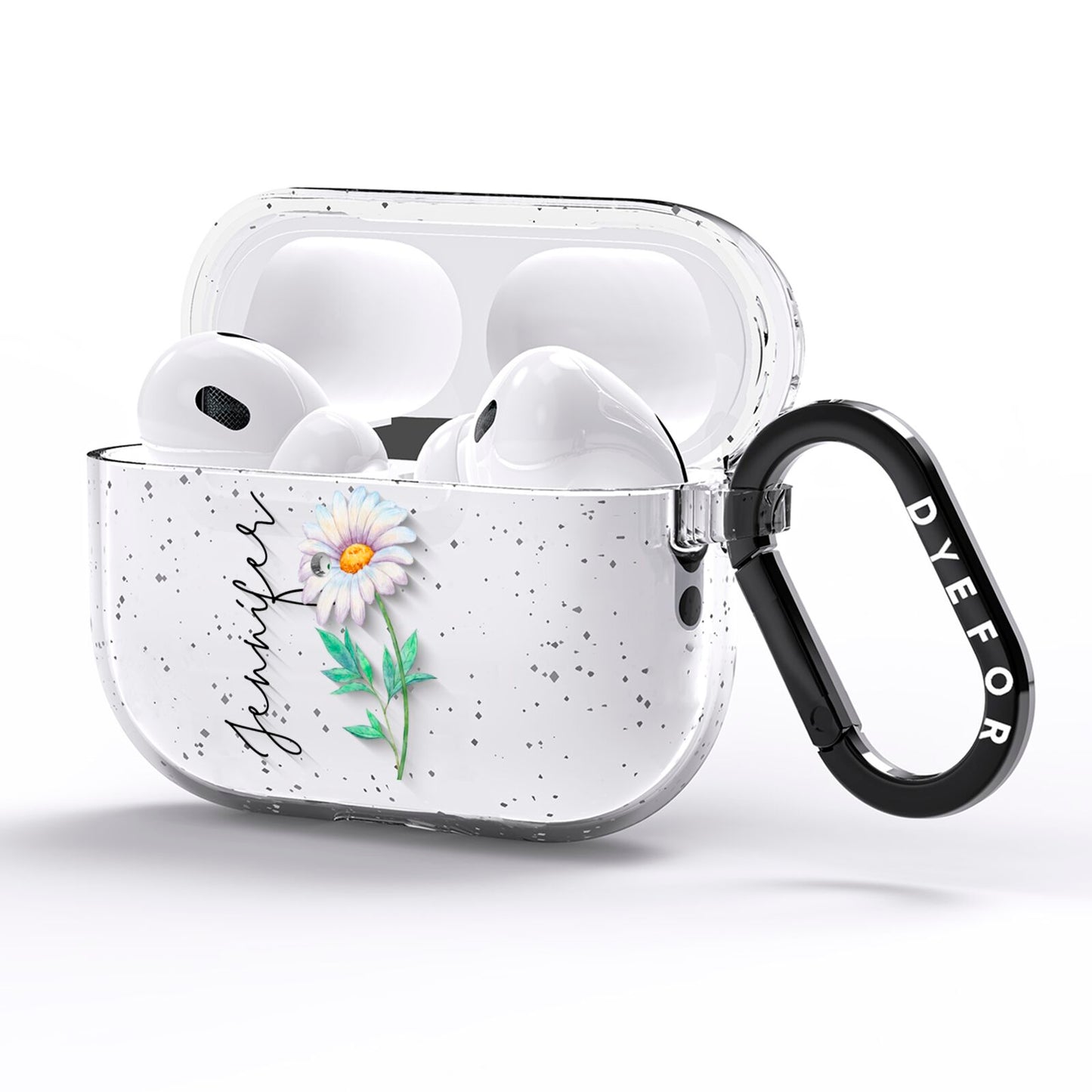 Personalised Daisies AirPods Pro Glitter Case Side Image