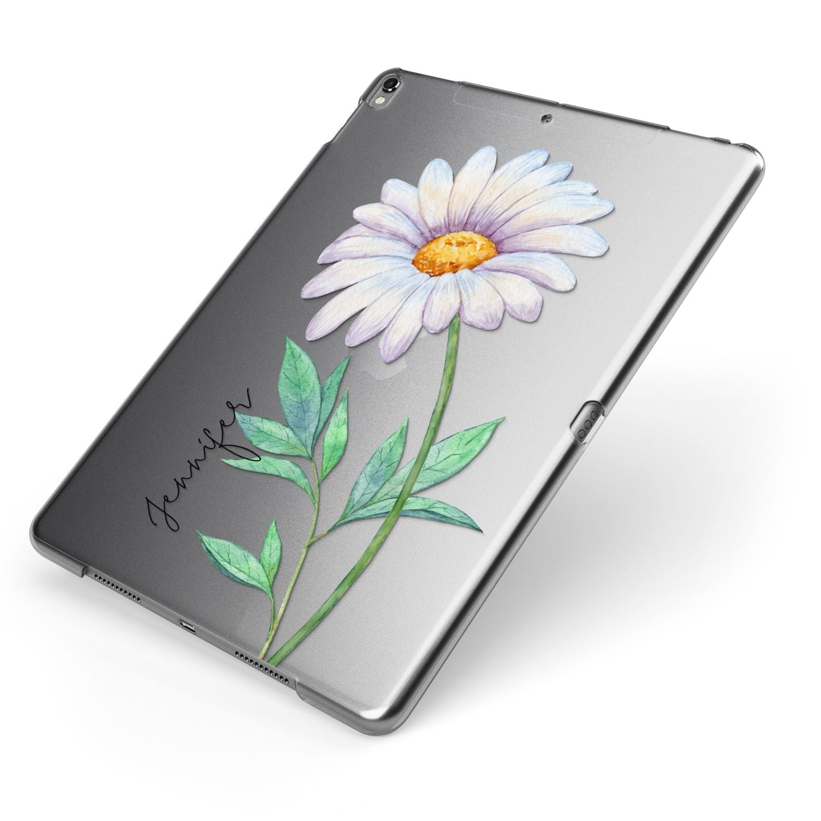 Personalised Daisies Apple iPad Case on Grey iPad Side View