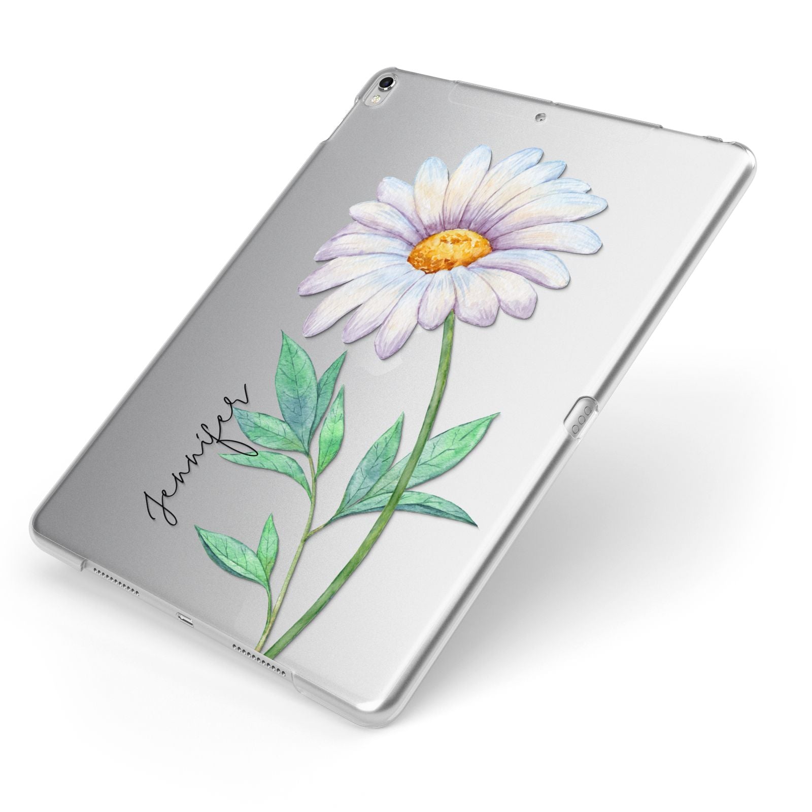 Personalised Daisies Apple iPad Case on Silver iPad Side View