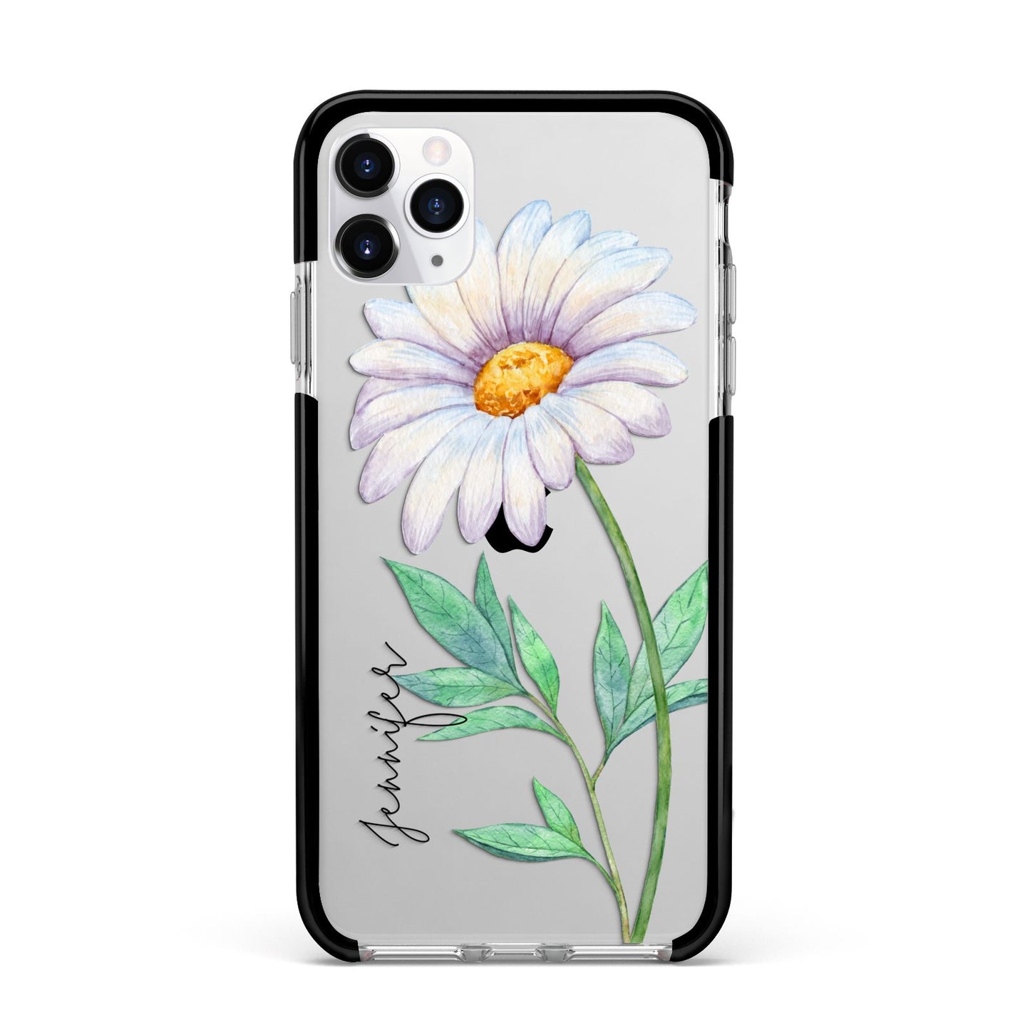 Personalised Daisies Apple iPhone 11 Pro Max in Silver with Black Impact Case