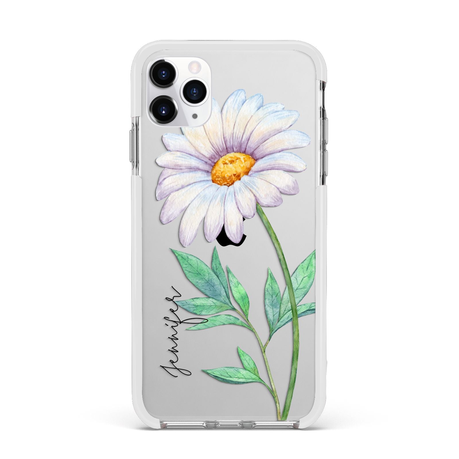 Personalised Daisies Apple iPhone 11 Pro Max in Silver with White Impact Case