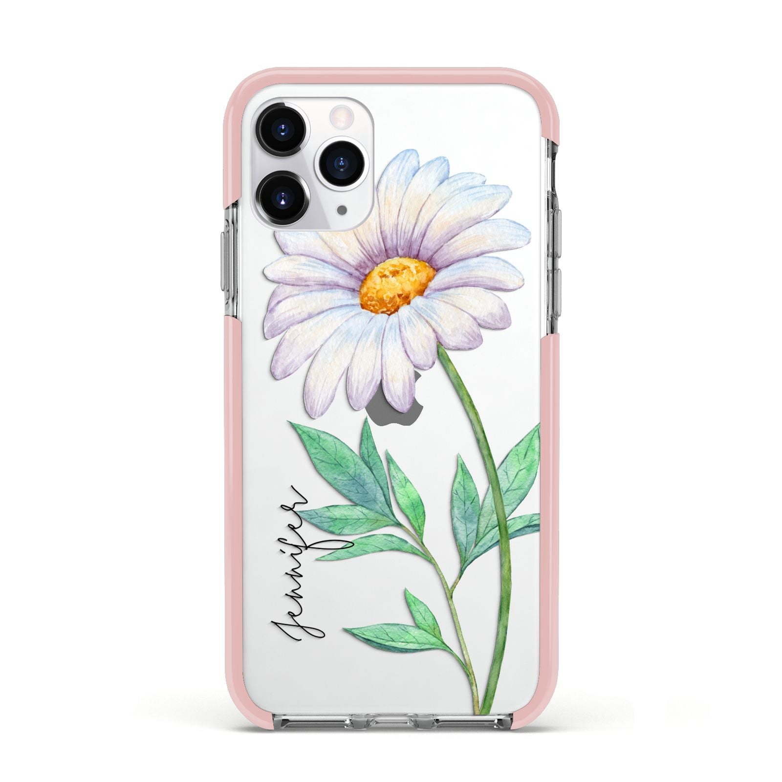 Personalised Daisies Apple iPhone 11 Pro in Silver with Pink Impact Case