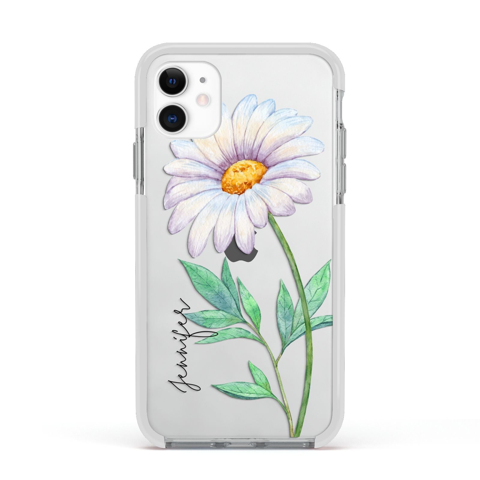 Personalised Daisies Apple iPhone 11 in White with White Impact Case