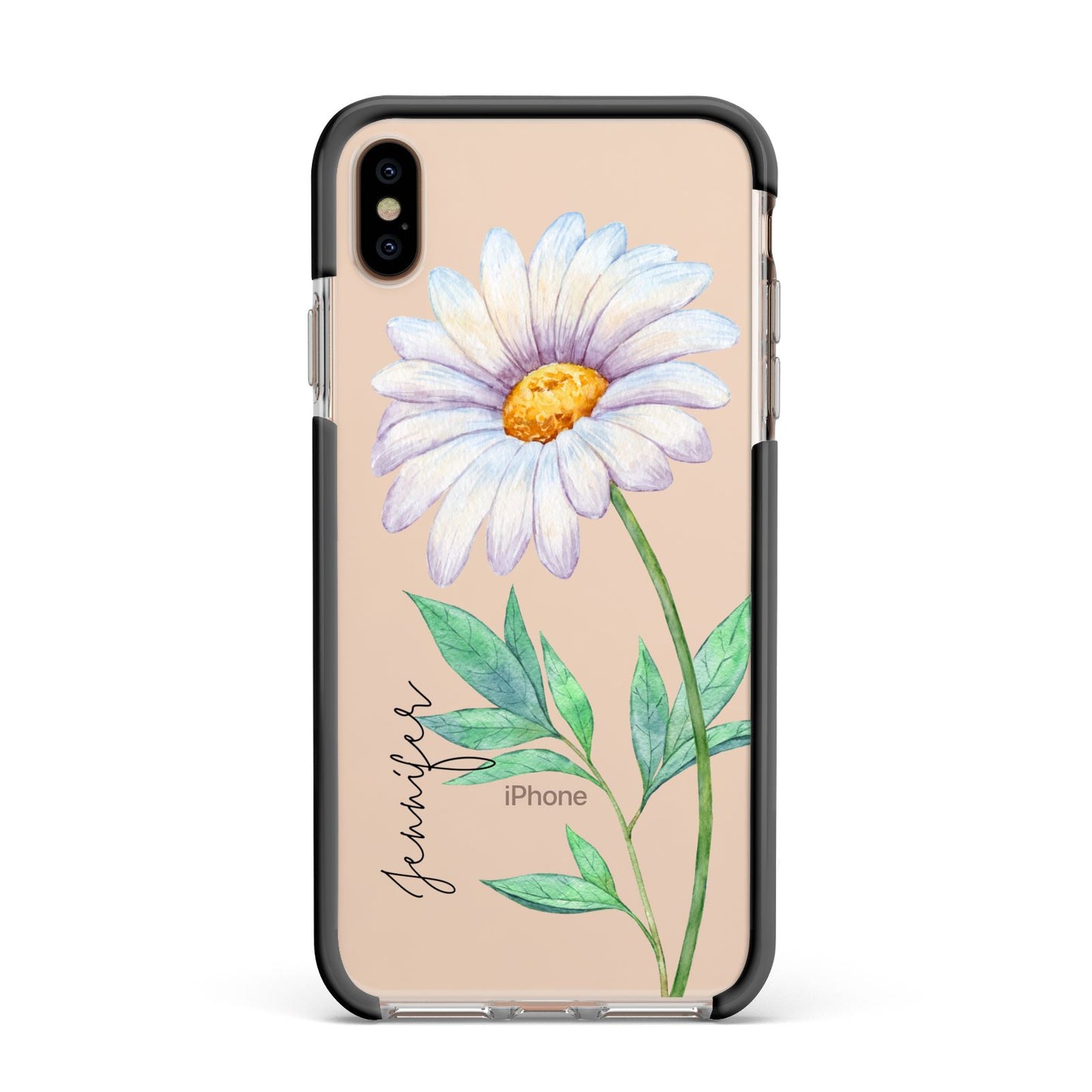 Personalised Daisies Apple iPhone Xs Max Impact Case Black Edge on Gold Phone