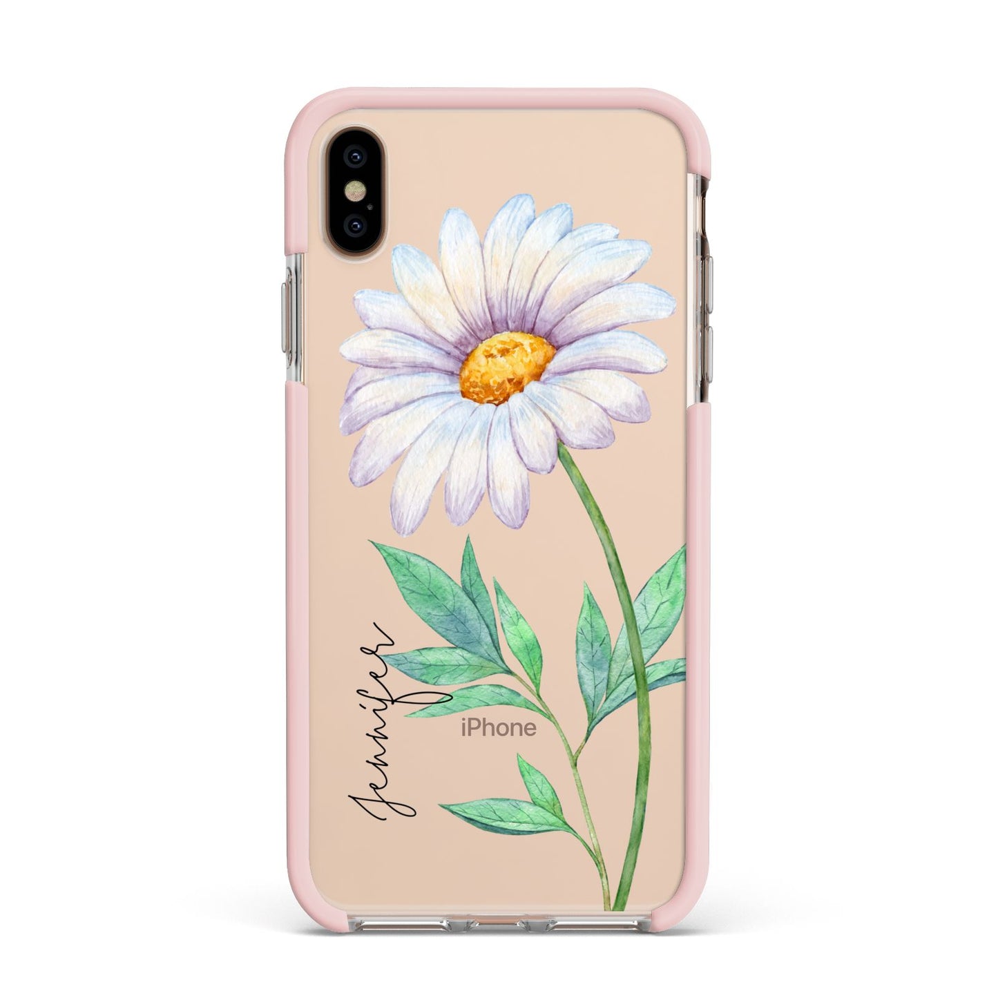 Personalised Daisies Apple iPhone Xs Max Impact Case Pink Edge on Gold Phone