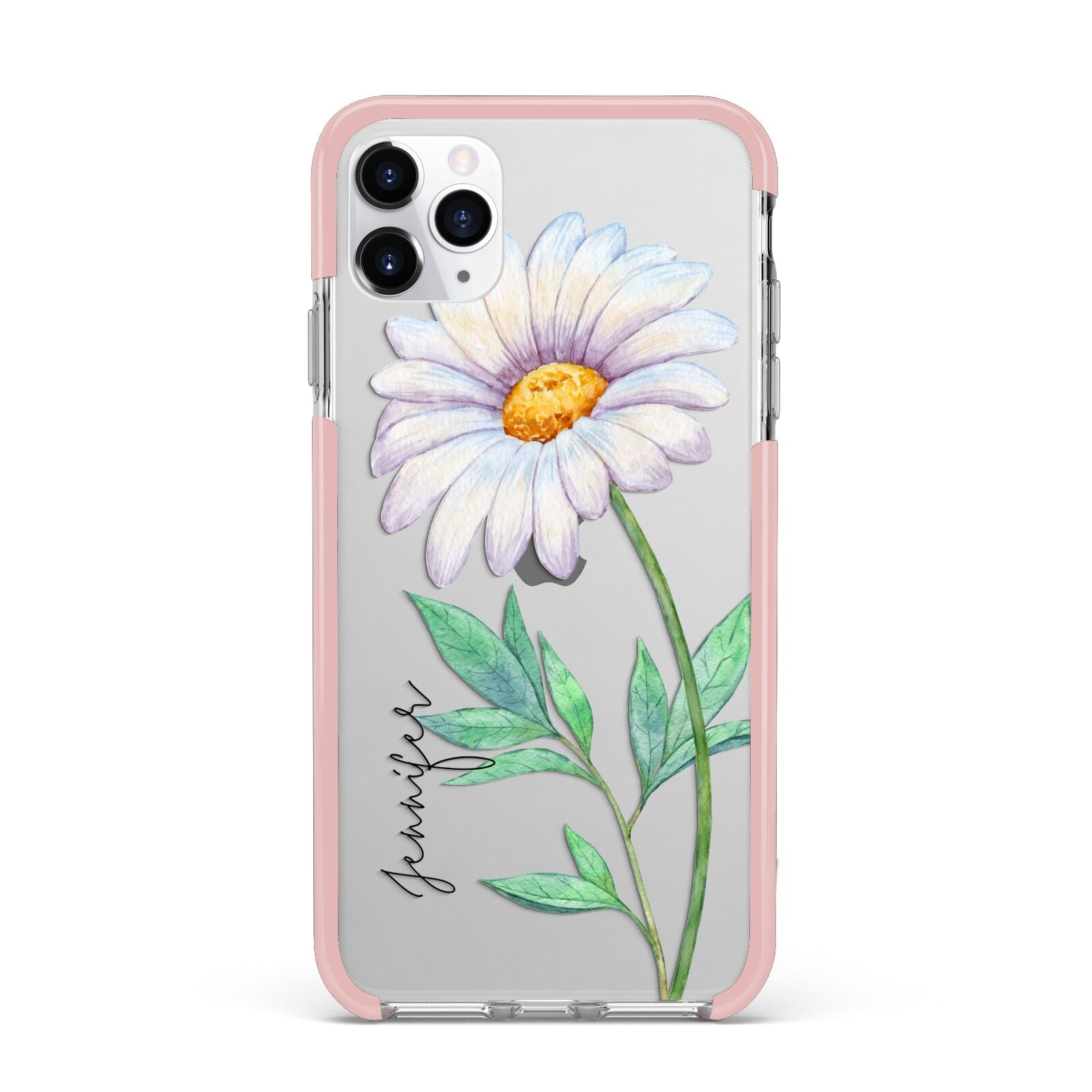 Personalised Daisies iPhone 11 Pro Max Impact Pink Edge Case