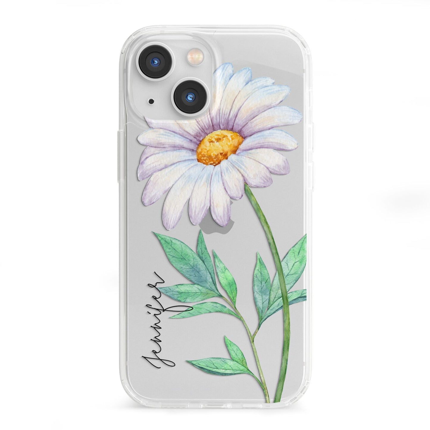 Personalised Daisies iPhone 13 Mini Clear Bumper Case