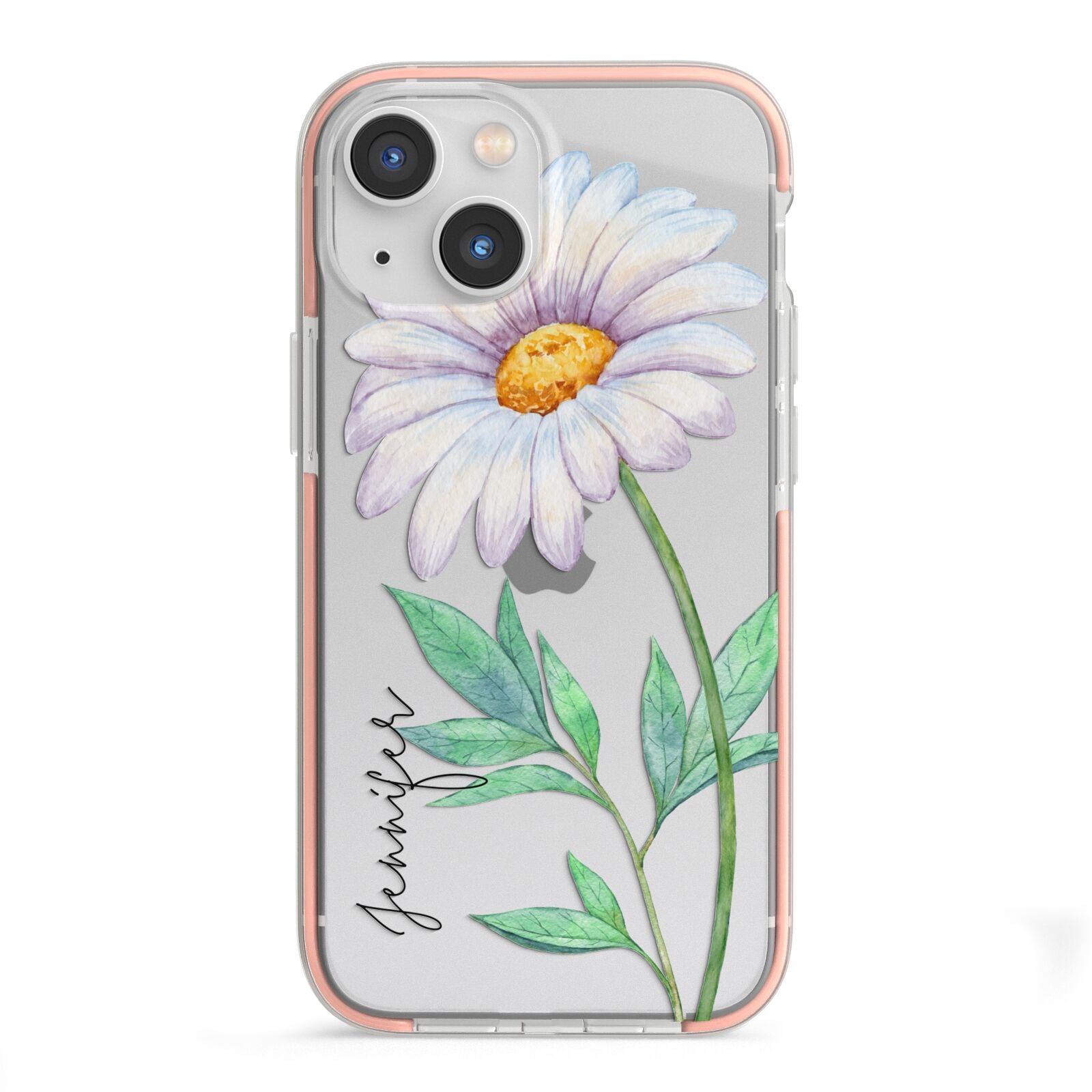 Personalised Daisies iPhone 13 Mini TPU Impact Case with Pink Edges