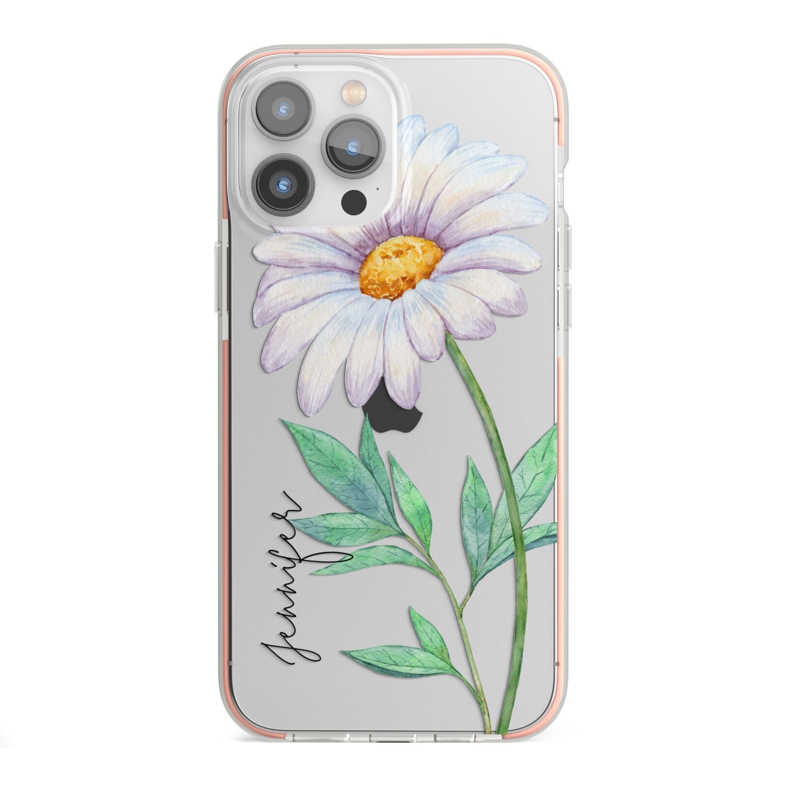 Personalised Daisies iPhone 13 Pro Max TPU Impact Case with Pink Edges