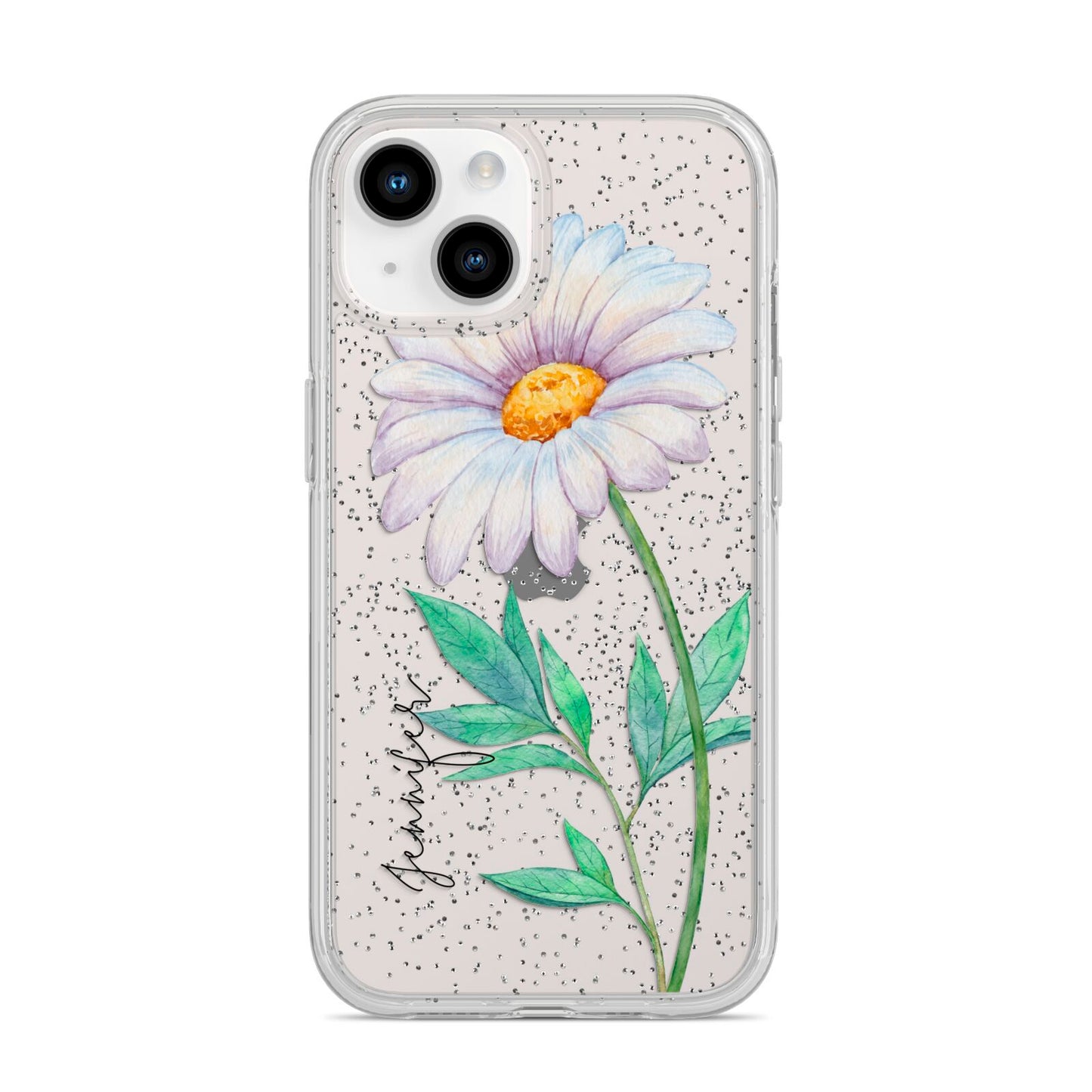 Personalised Daisies iPhone 14 Glitter Tough Case Starlight