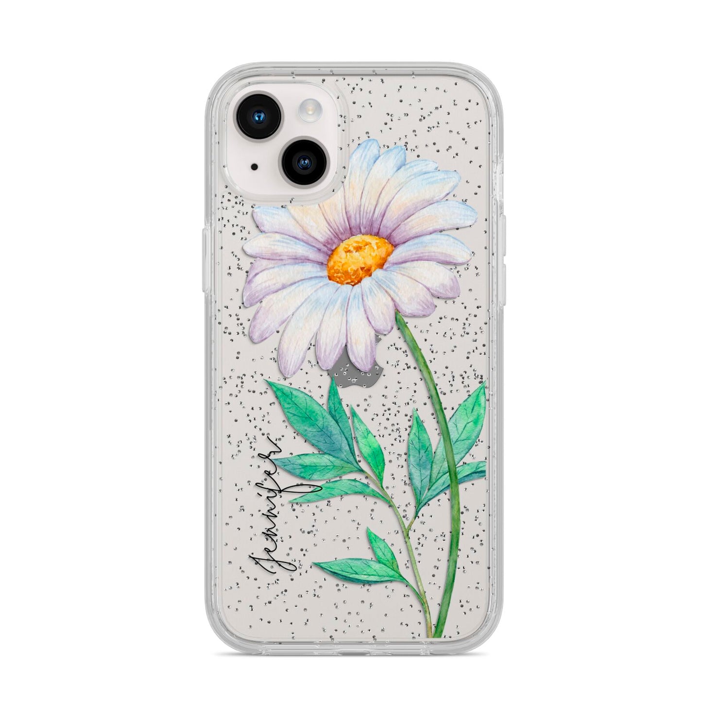 Personalised Daisies iPhone 14 Plus Glitter Tough Case Starlight