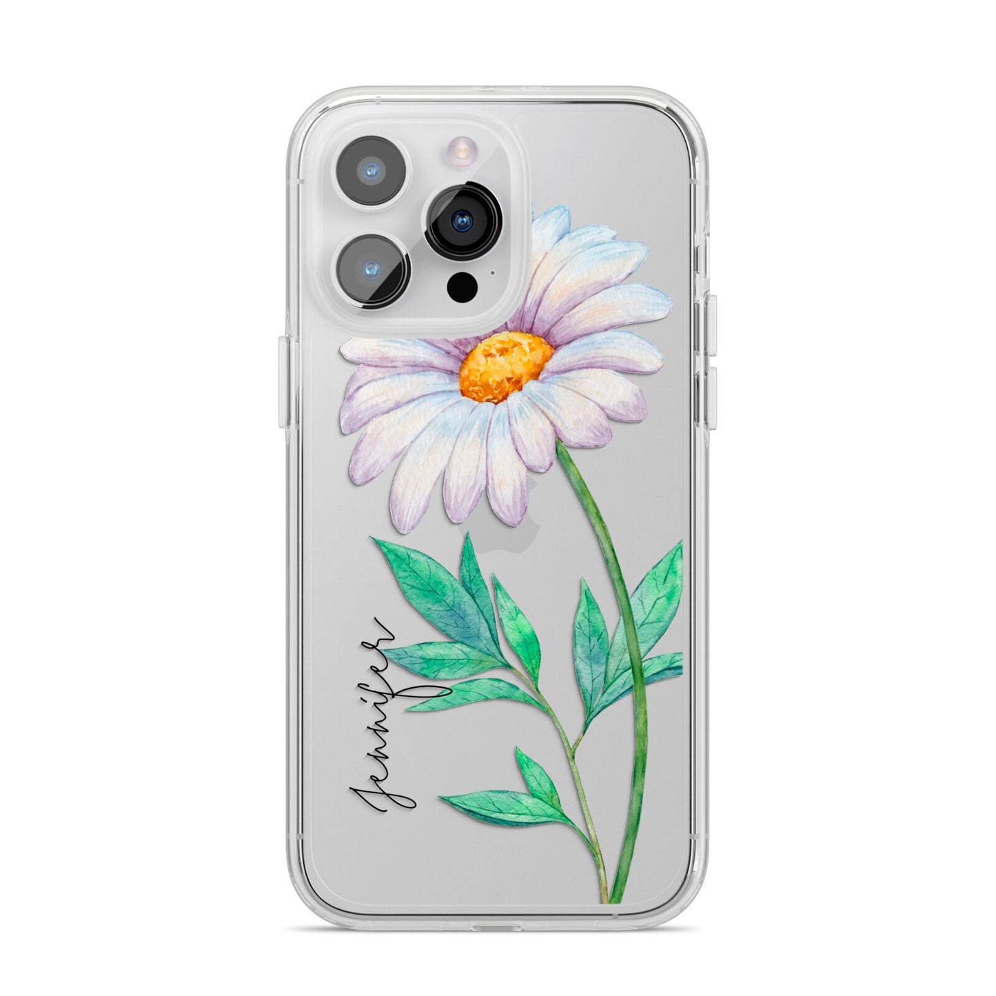 Personalised Daisies iPhone 14 Pro Max Clear Tough Case Silver