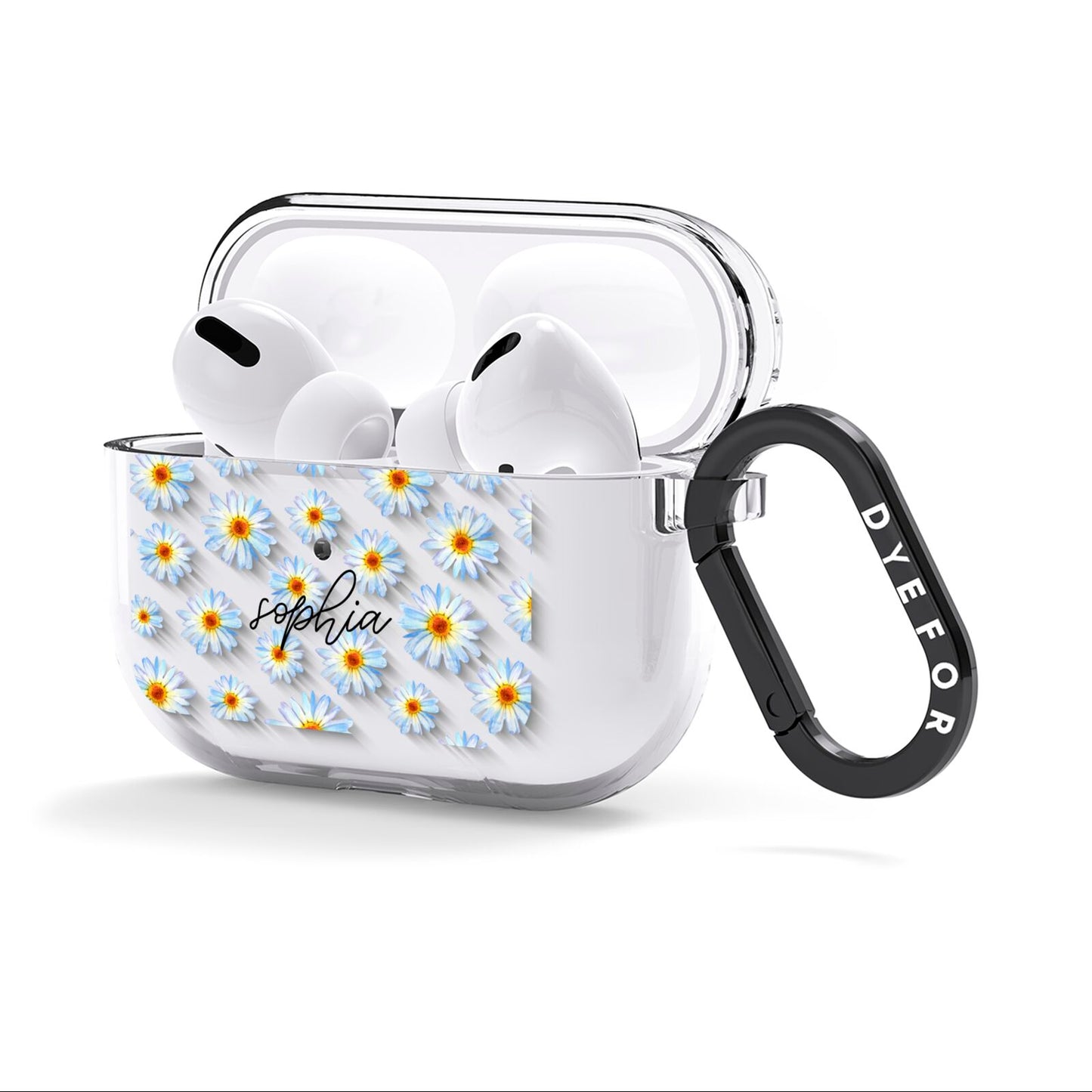 Personalised Daisy AirPods Clear Case 3rd Gen Side Image
