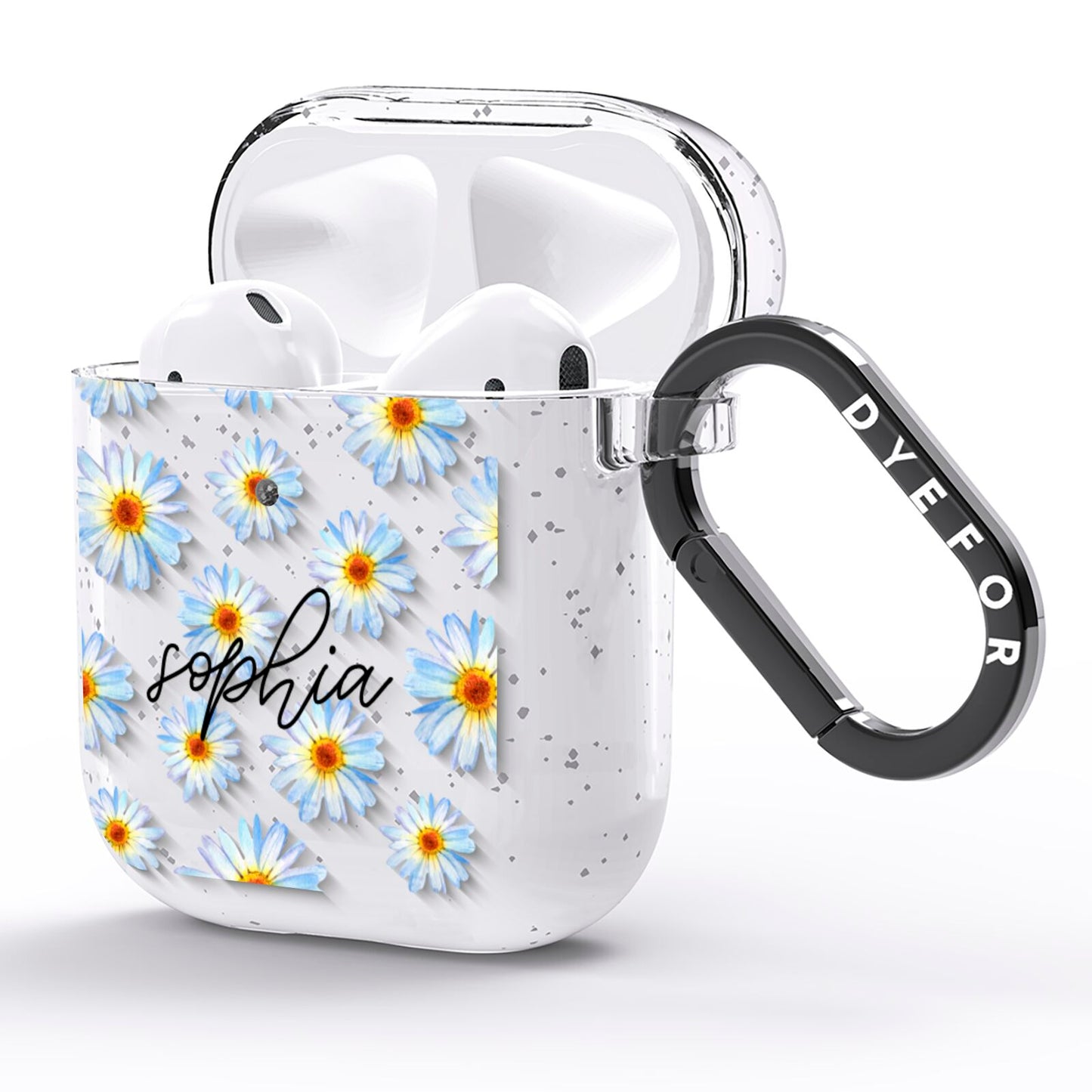 Personalised Daisy AirPods Glitter Case Side Image