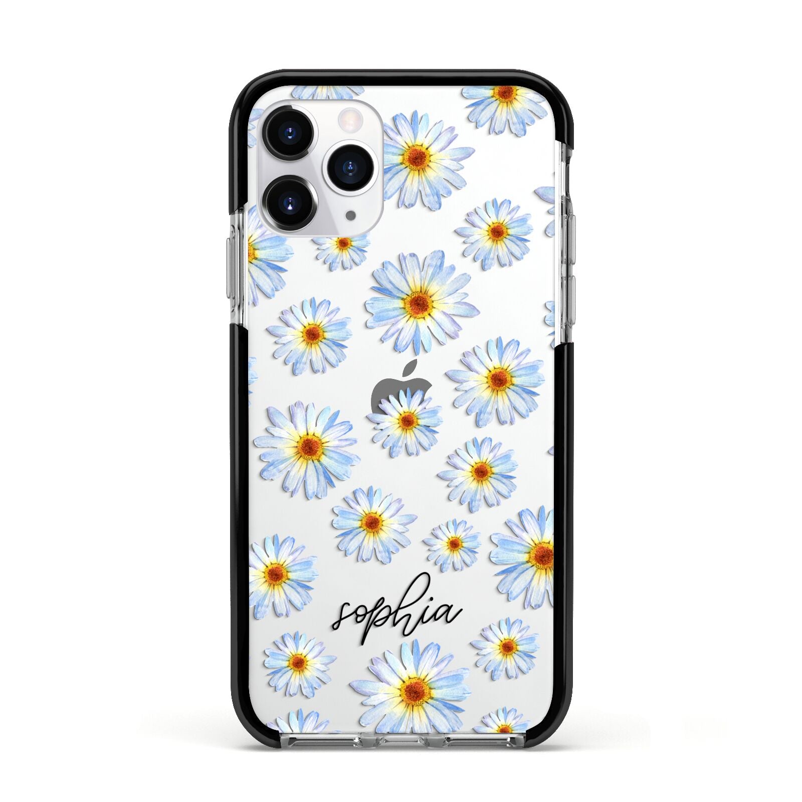 Personalised Daisy Apple iPhone 11 Pro in Silver with Black Impact Case