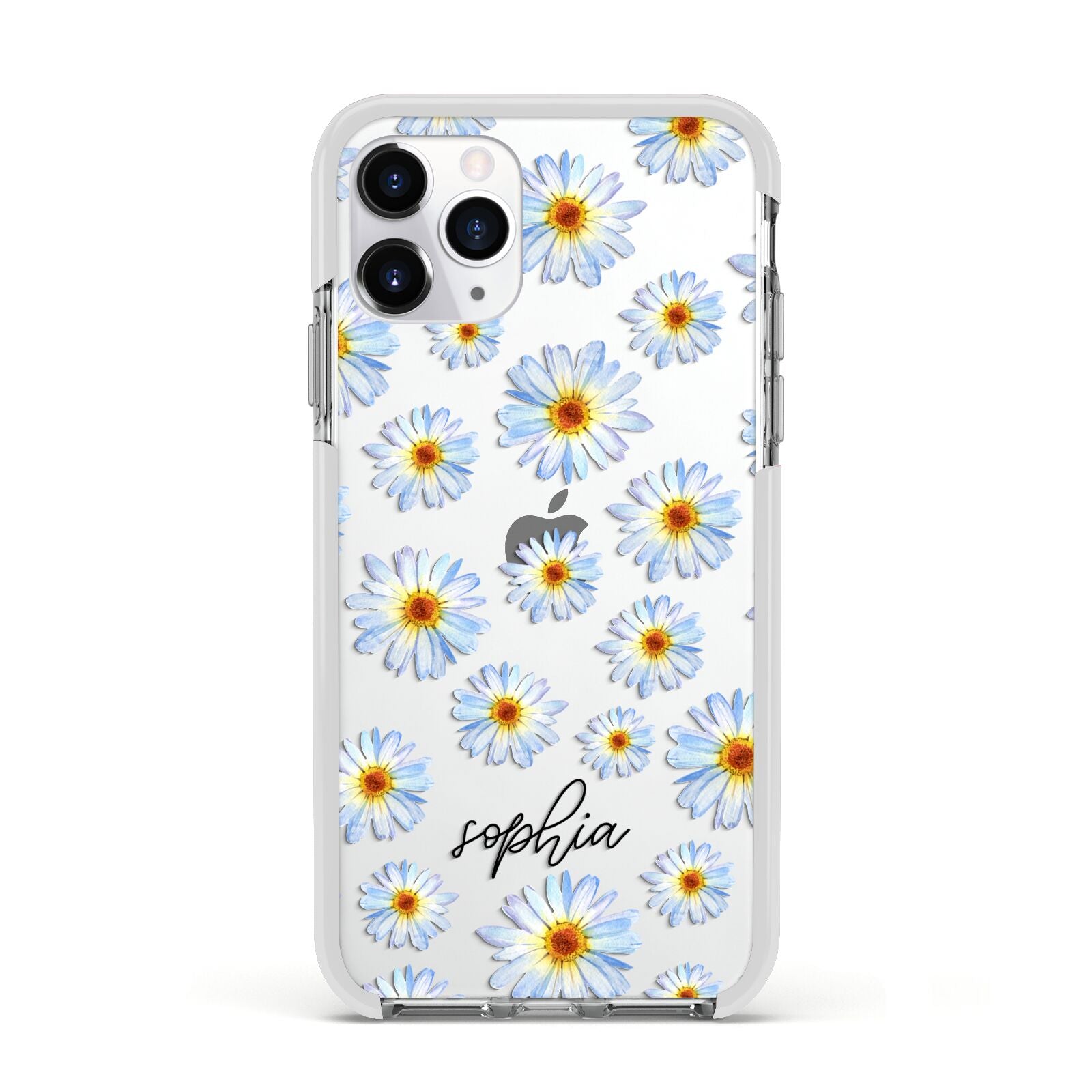 Personalised Daisy Apple iPhone 11 Pro in Silver with White Impact Case