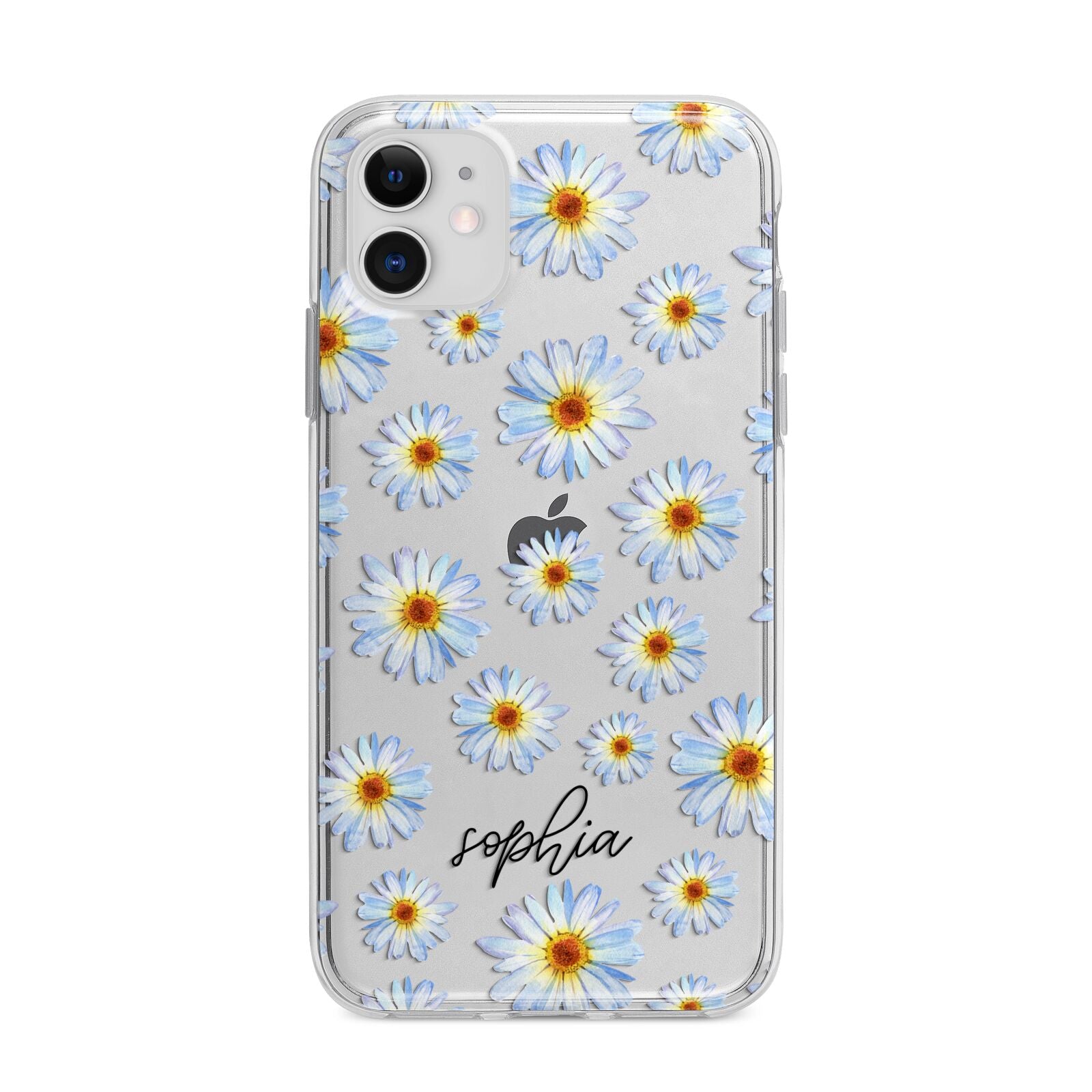 Personalised Daisy Apple iPhone 11 in White with Bumper Case