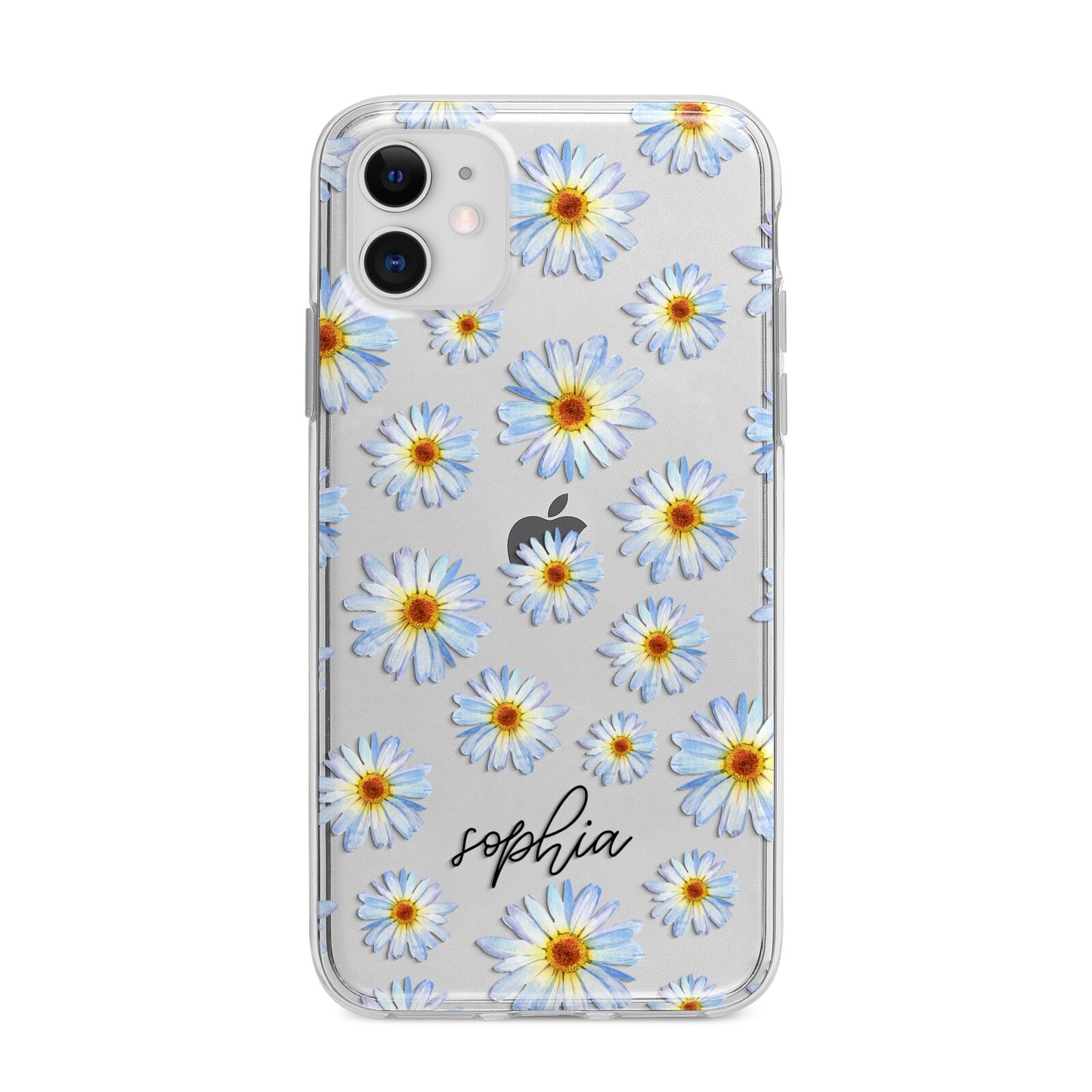 Personalised Daisy Apple iPhone 11 in White with Bumper Case