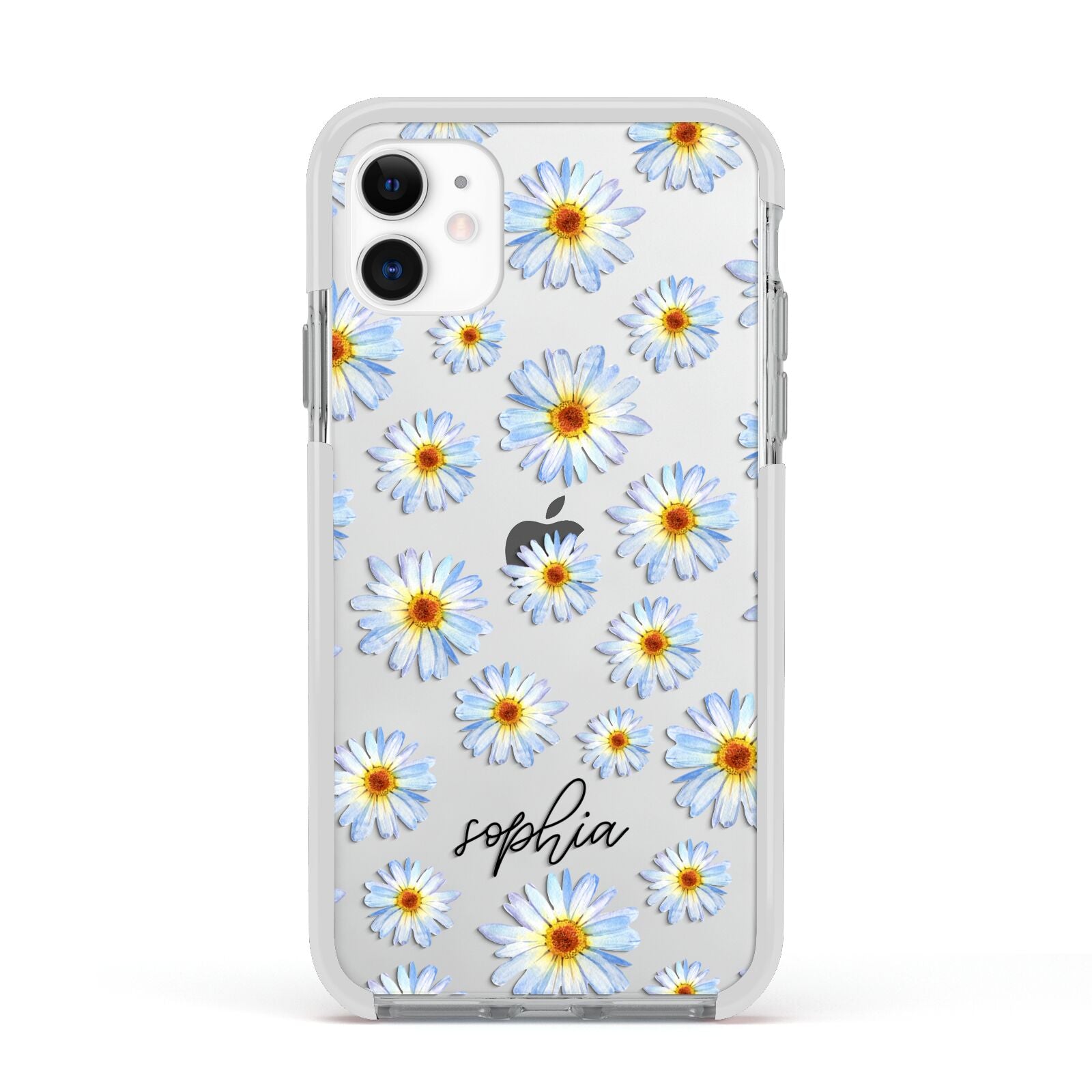 Personalised Daisy Apple iPhone 11 in White with White Impact Case