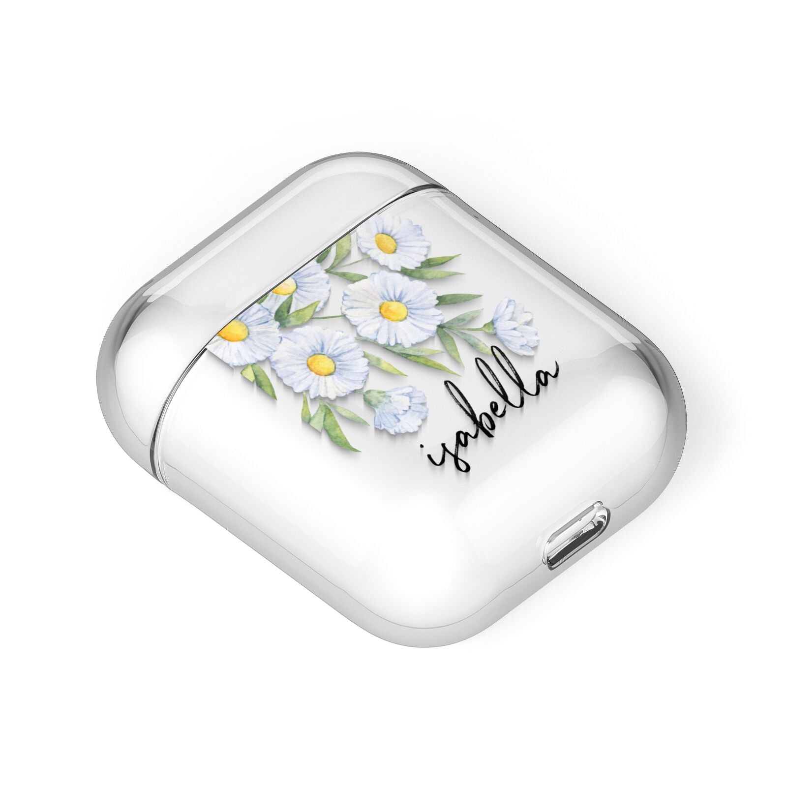 Personalised Daisy Flower AirPods Case Laid Flat