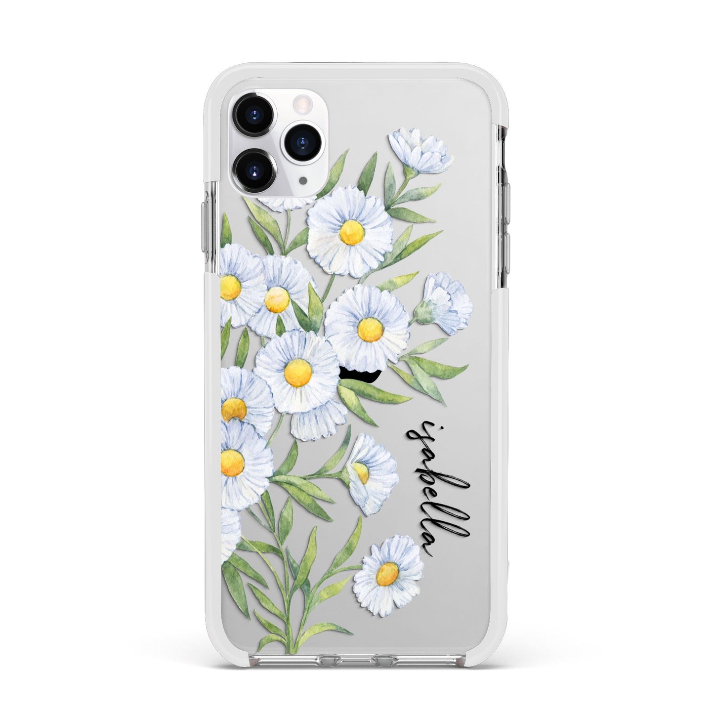 Personalised Daisy Flower Apple iPhone 11 Pro Max in Silver with White Impact Case