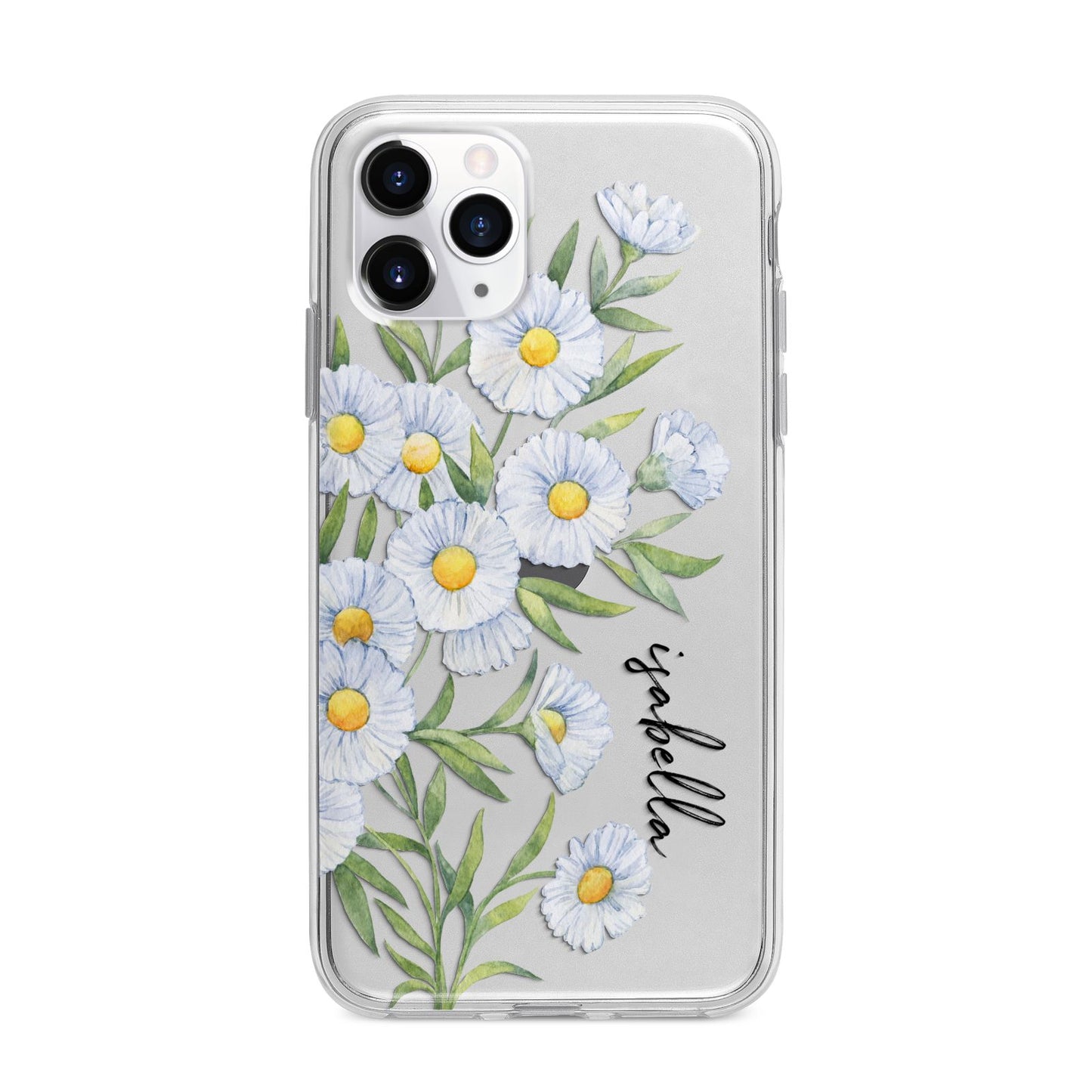 Personalised Daisy Flower Apple iPhone 11 Pro in Silver with Bumper Case