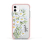 Personalised Daisy Flower Apple iPhone 11 in White with Pink Impact Case