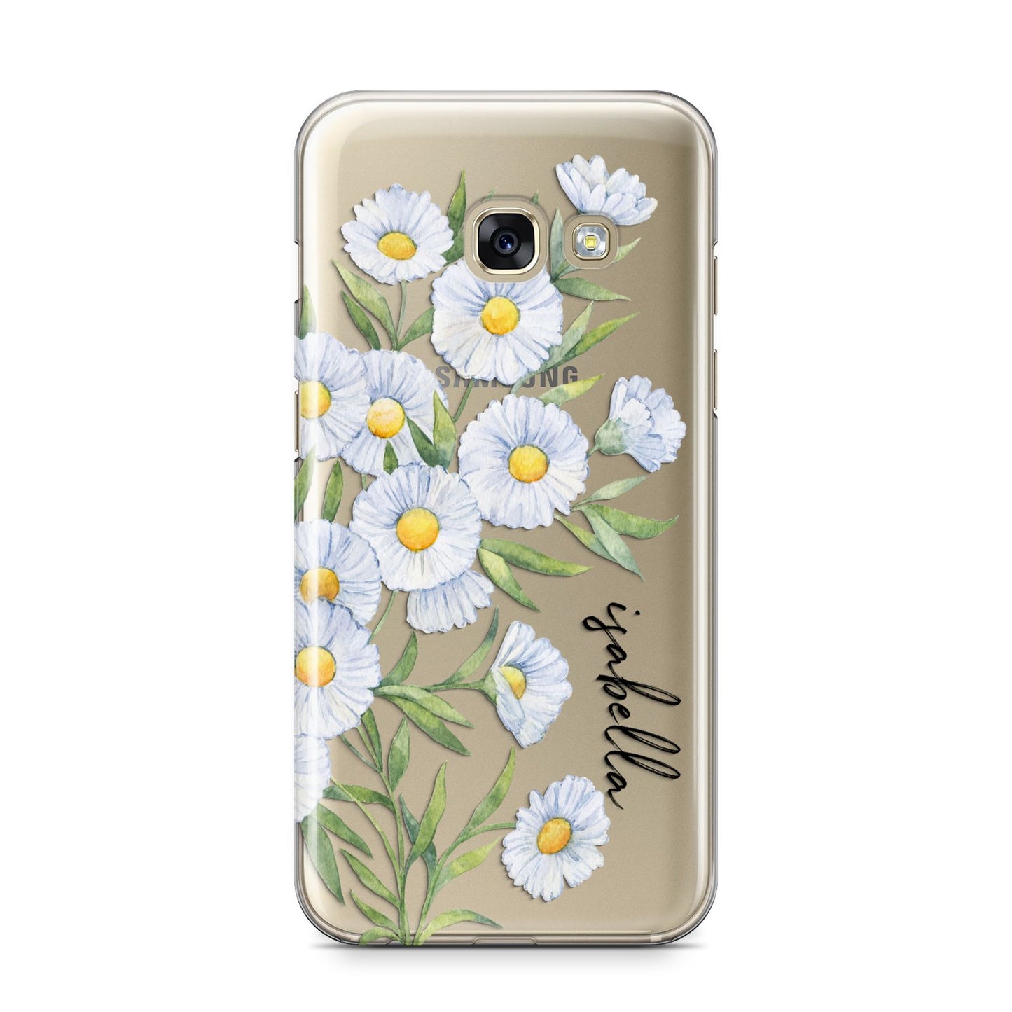 Personalised Daisy Flower Samsung Galaxy A3 2017 Case on gold phone