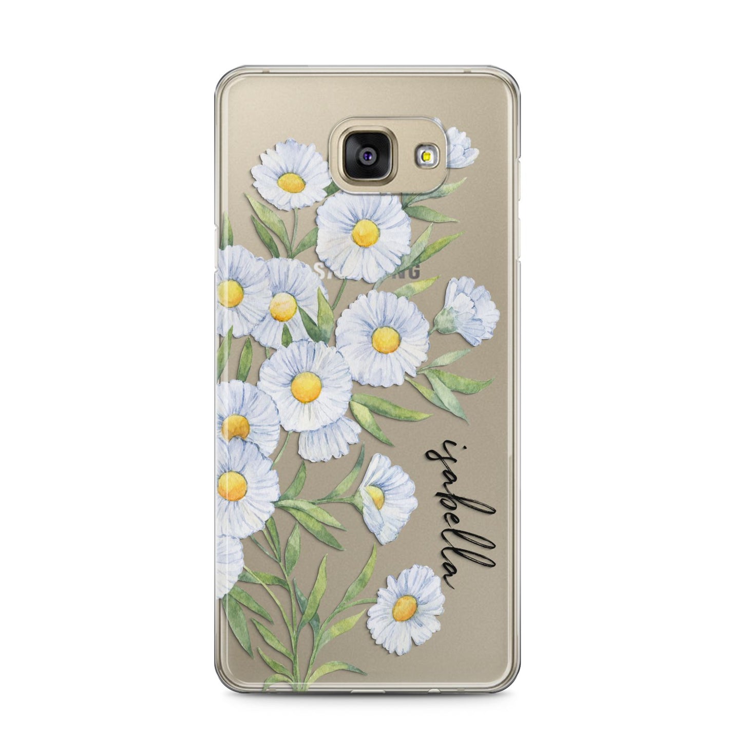 Personalised Daisy Flower Samsung Galaxy A5 2016 Case on gold phone
