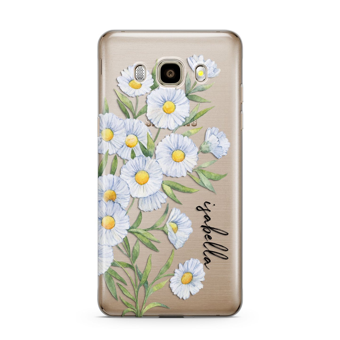 Personalised Daisy Flower Samsung Galaxy J7 2016 Case on gold phone