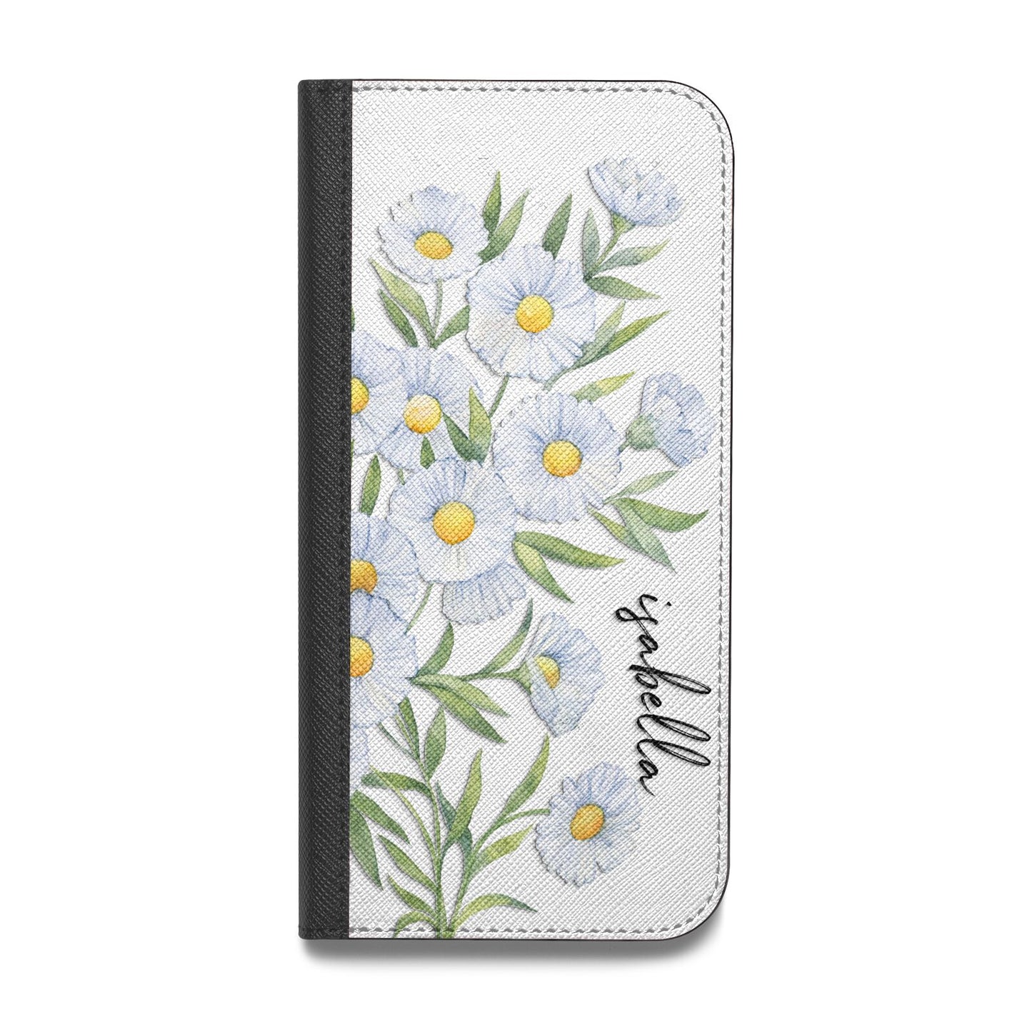 Personalised Daisy Flower Vegan Leather Flip Samsung Case