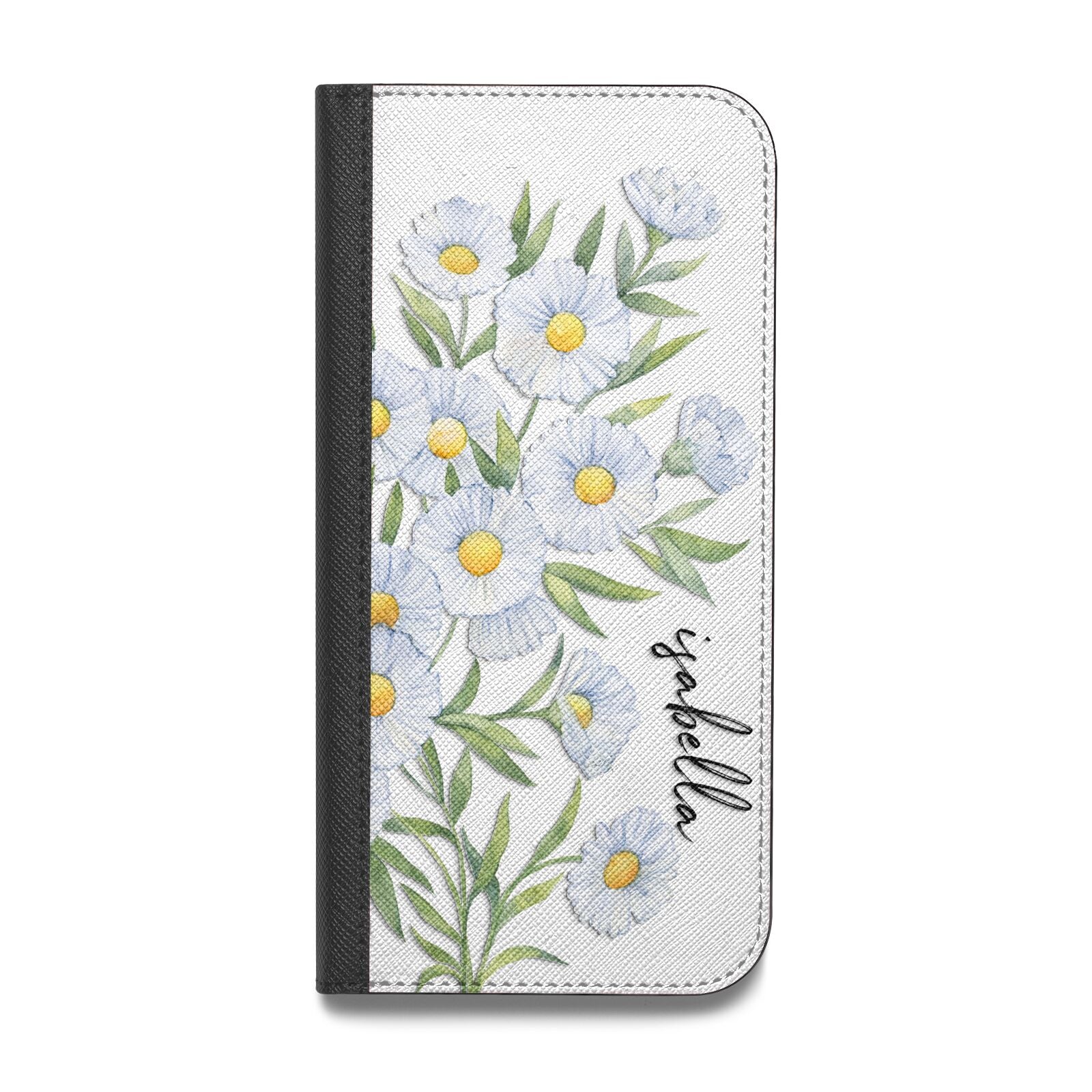 Personalised Daisy Flower Vegan Leather Flip Samsung Case