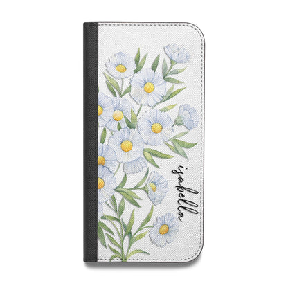 Personalised Daisy Flower Vegan Leather Flip Samsung Case