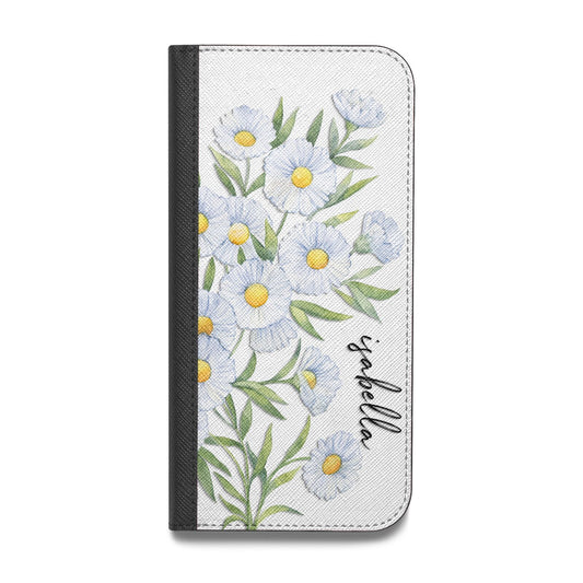 Personalised Daisy Flower Vegan Leather Flip Samsung Case