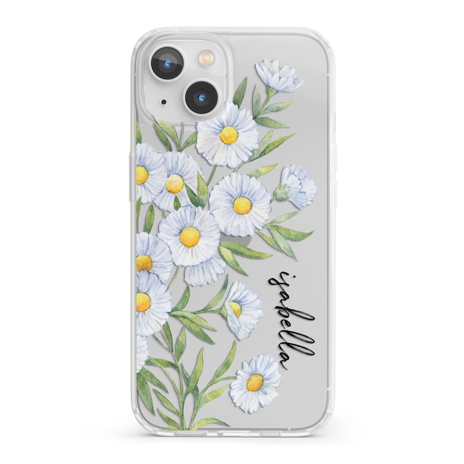Personalised Daisy Flower iPhone 13 Clear Bumper Case