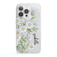 Personalised Daisy Flower iPhone 13 Pro Clear Bumper Case