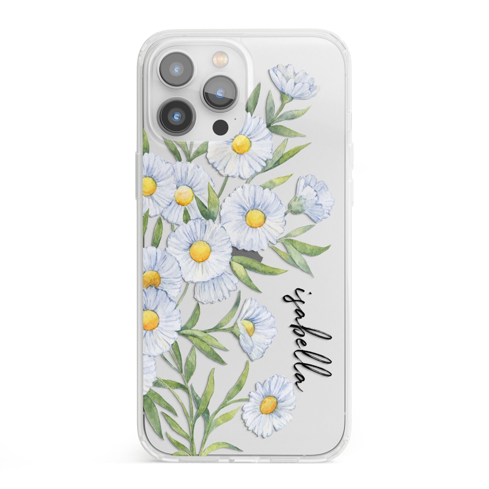 Personalised Daisy Flower iPhone 13 Pro Max Clear Bumper Case