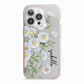 Personalised Daisy Flower iPhone 13 Pro TPU Impact Case with Pink Edges