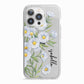 Personalised Daisy Flower iPhone 13 Pro TPU Impact Case with White Edges