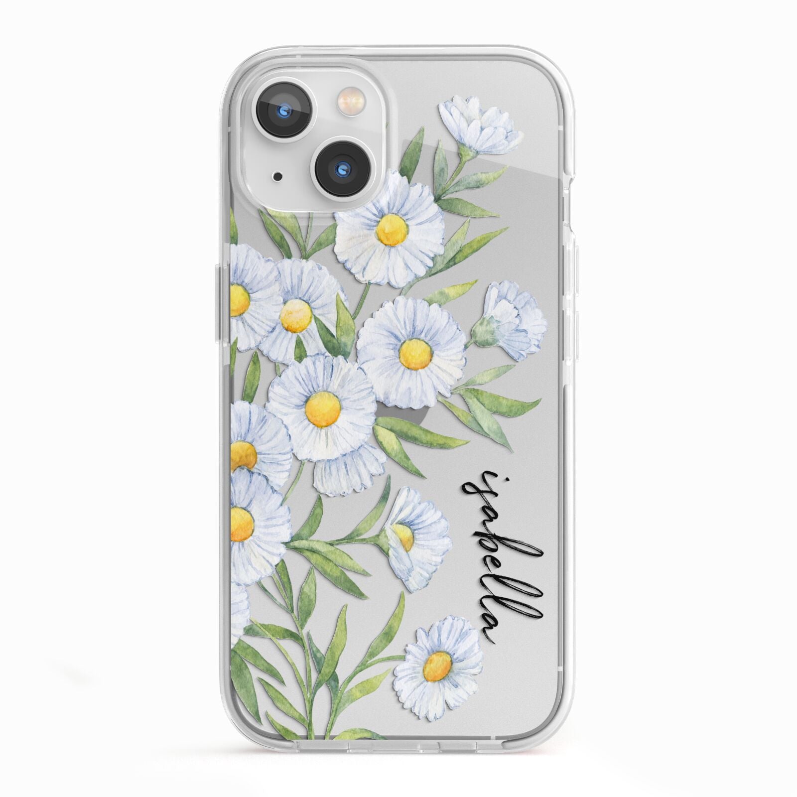 Personalised Daisy Flower iPhone 13 TPU Impact Case with White Edges