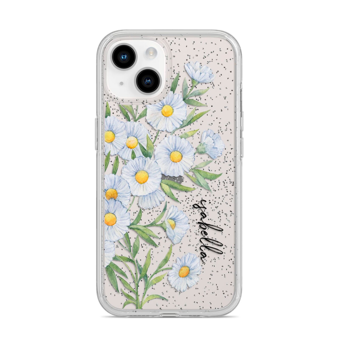 Personalised Daisy Flower iPhone 14 Glitter Tough Case Starlight