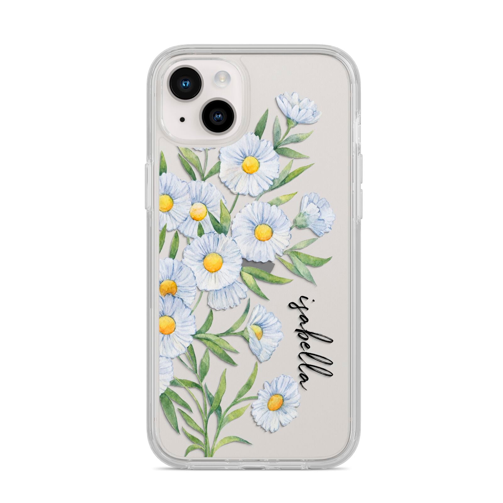 Personalised Daisy Flower iPhone 14 Plus Clear Tough Case Starlight