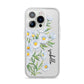 Personalised Daisy Flower iPhone 14 Pro Clear Tough Case Silver