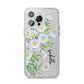 Personalised Daisy Flower iPhone 14 Pro Max Glitter Tough Case Silver